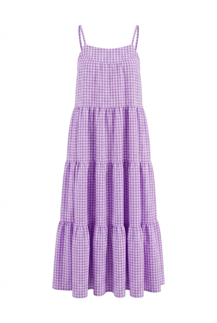 Willow Purple Gingham Maxi Dress