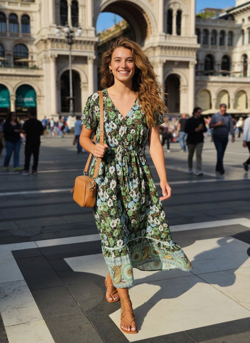 Layla Maxi Dress – Green Floral