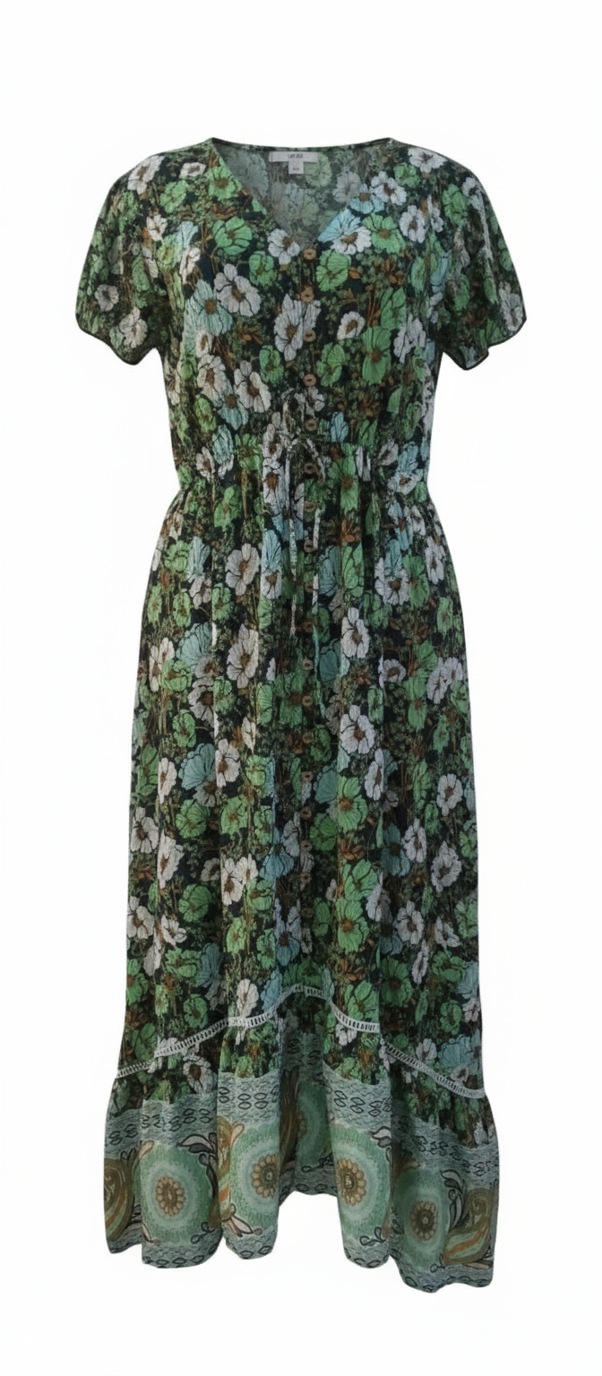 Floral patterned dress on a white background