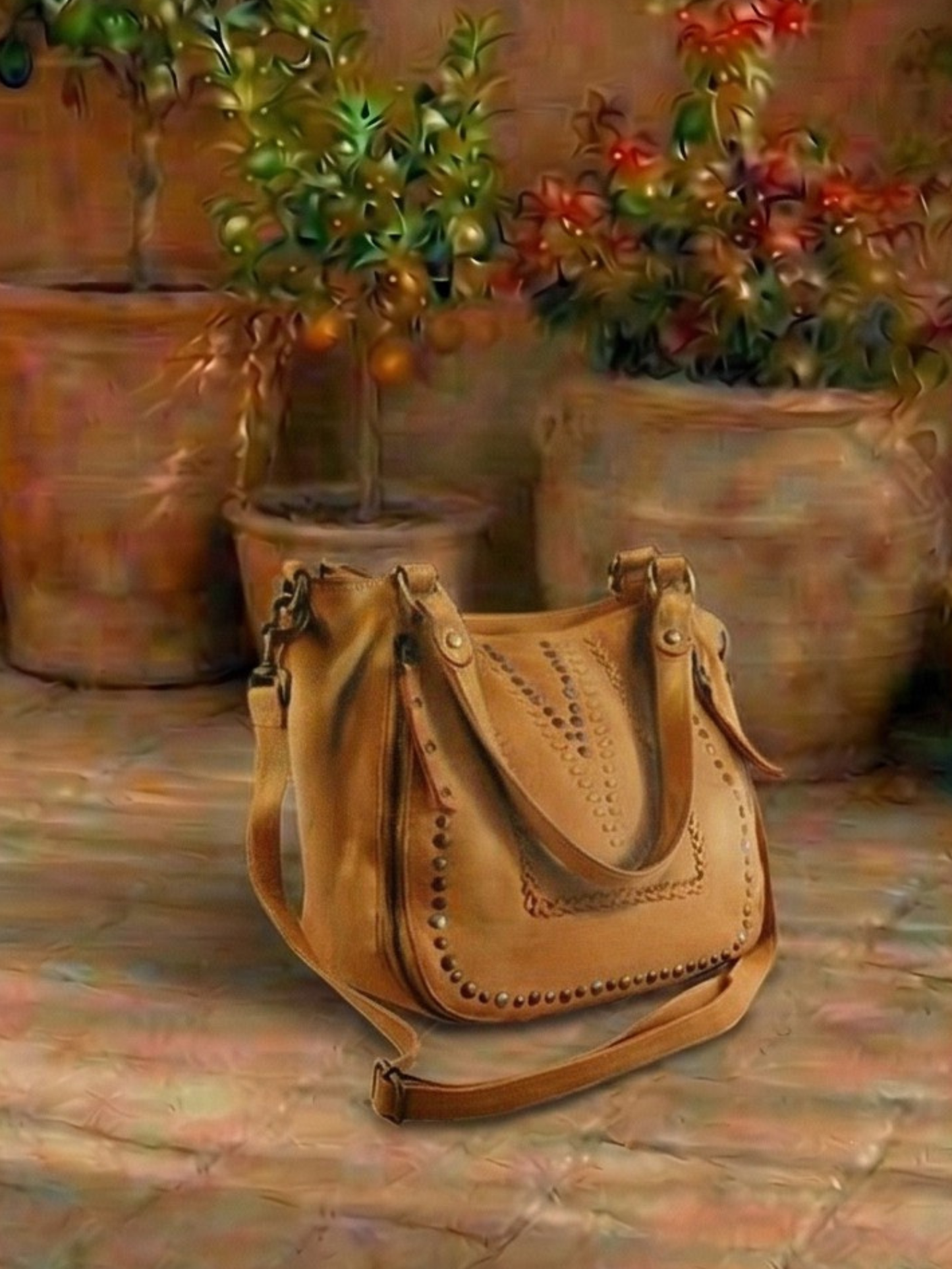 Mila Leather Tote Black, Misty Rose, Camel