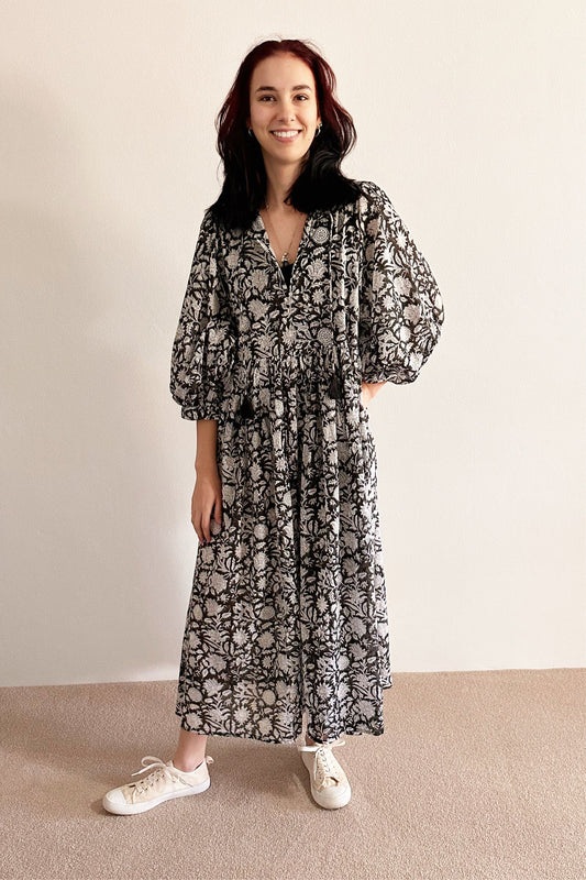 Aaliyah Block Printed Cotton Maxi Dress by Boho Rhapsody