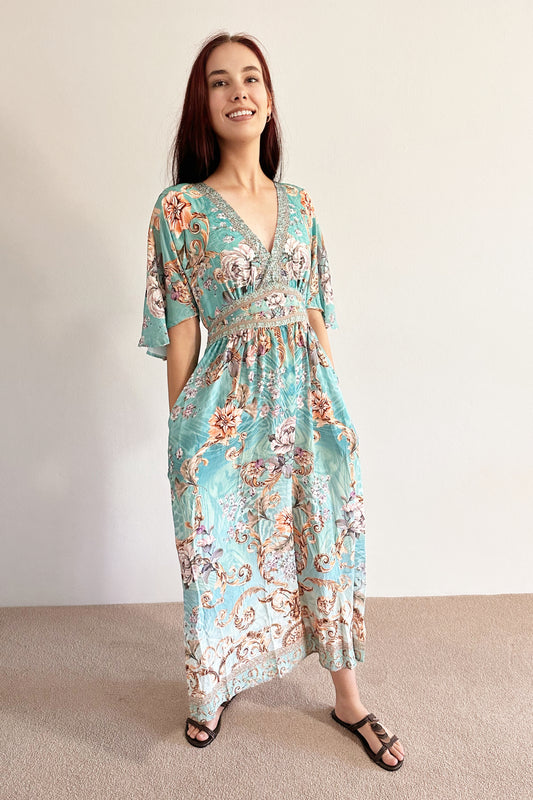 Celia Embellished V Neck Dress