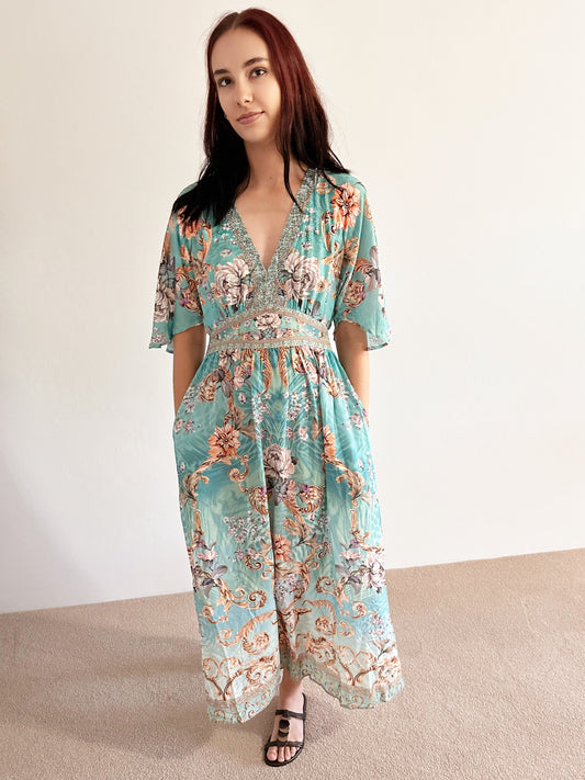 Celia Embellished V Neck Dress