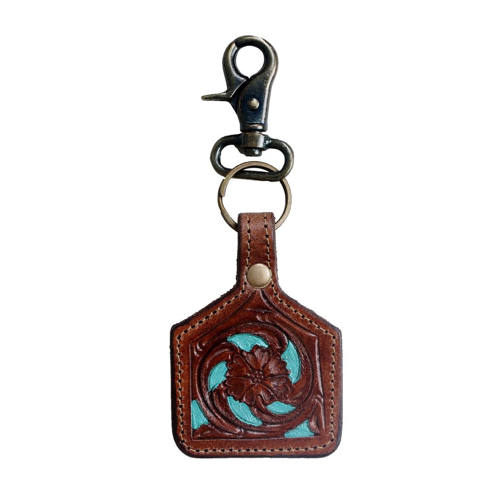 Leather Hand-Tooled Keyrings by Myra Bags