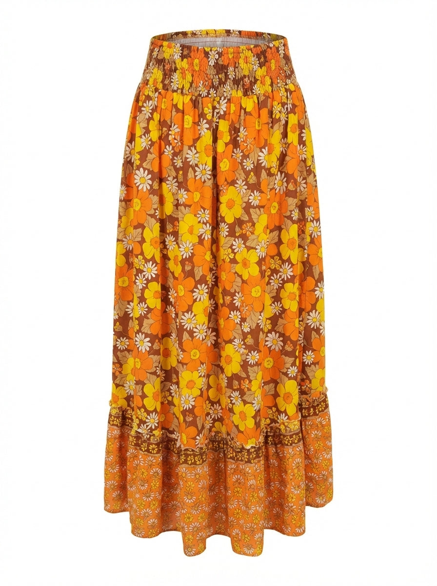 Retro Daisy High Low Skirt