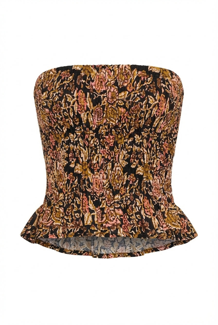 Vintage Rose Tie-Front Tube Top