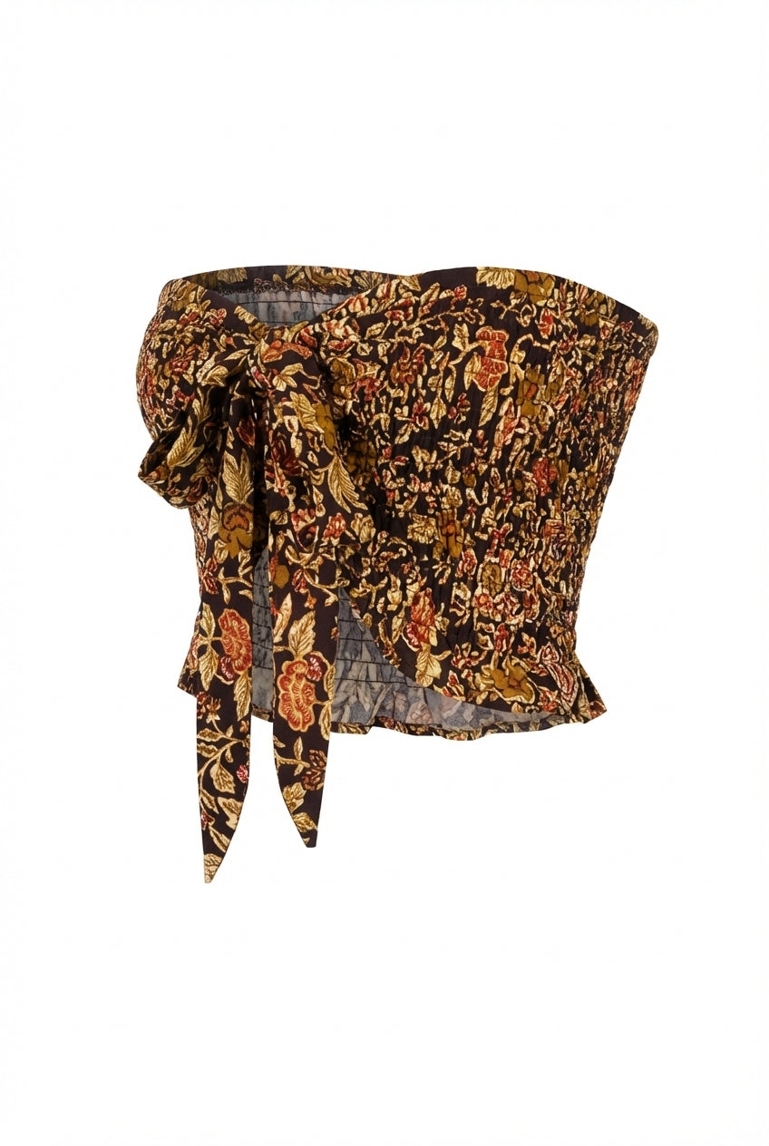 Vintage Rose Tie-Front Tube Top